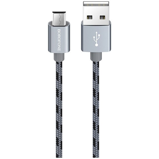 Cablu Date Micro Usb Borofone BX24 Ring Textil 1m Argintiu