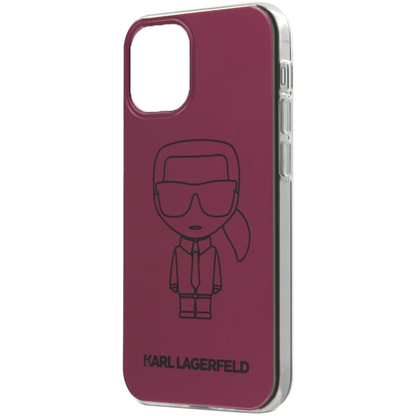 Husa de protectie Karl Lagerfeld Metallic Iconic Outline pentru Apple iPhone 12 mini, Roz