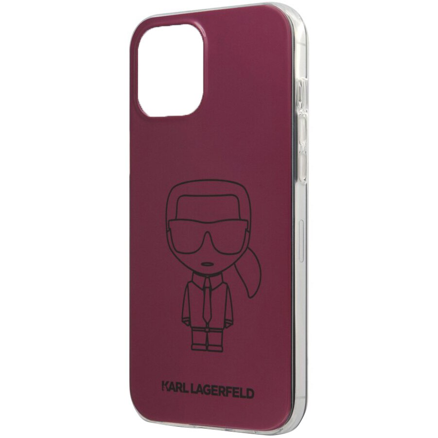 Husa de protectie Karl Lagerfeld Metallic Iconic Outline pentru Apple iPhone 12 Pro Max, Roz