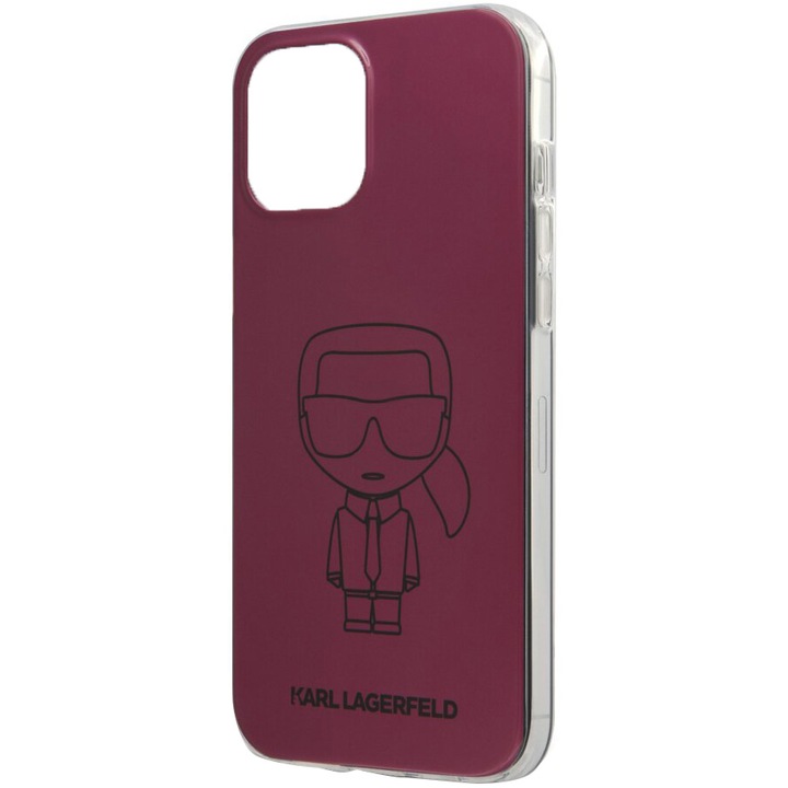 Husa de protectie Karl Lagerfeld Metallic Iconic Outline pentru Apple iPhone 12 / Apple iPhone 12 Pro, Roz