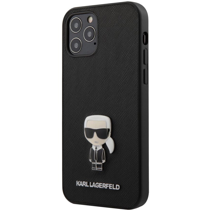 Husa de protectie Karl Lagerfeld Saffiano Iconik pentru Apple iPhone 12 / Apple iPhone 12 Pro, Negru