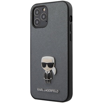 Husa Cover Karl Lagerfeld Saffiano Iconic pentru iPhone 12/12 Pro KLHCP12MIKMSSL, Silver Husa Cover Karl Lagerfeld Saffiano Iconic pentru iPhone 12/12 Pro KLHCP12MIKMSSL, Silver