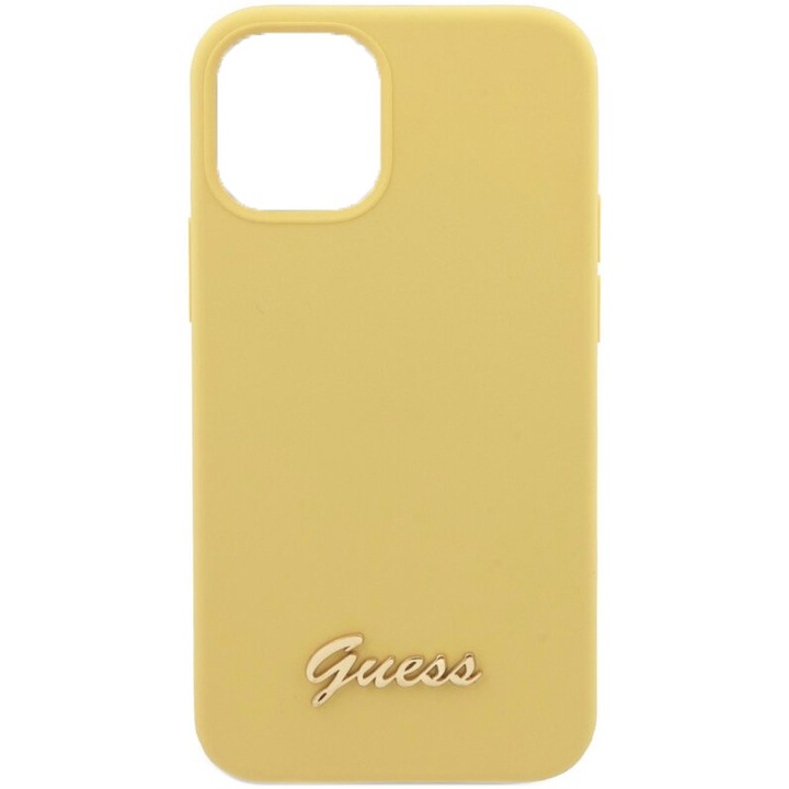 Husa Cover Guess Silicone Metal Logo pentru iPhone 12 Mini GUHCP12SLSLMGYE, Yellow