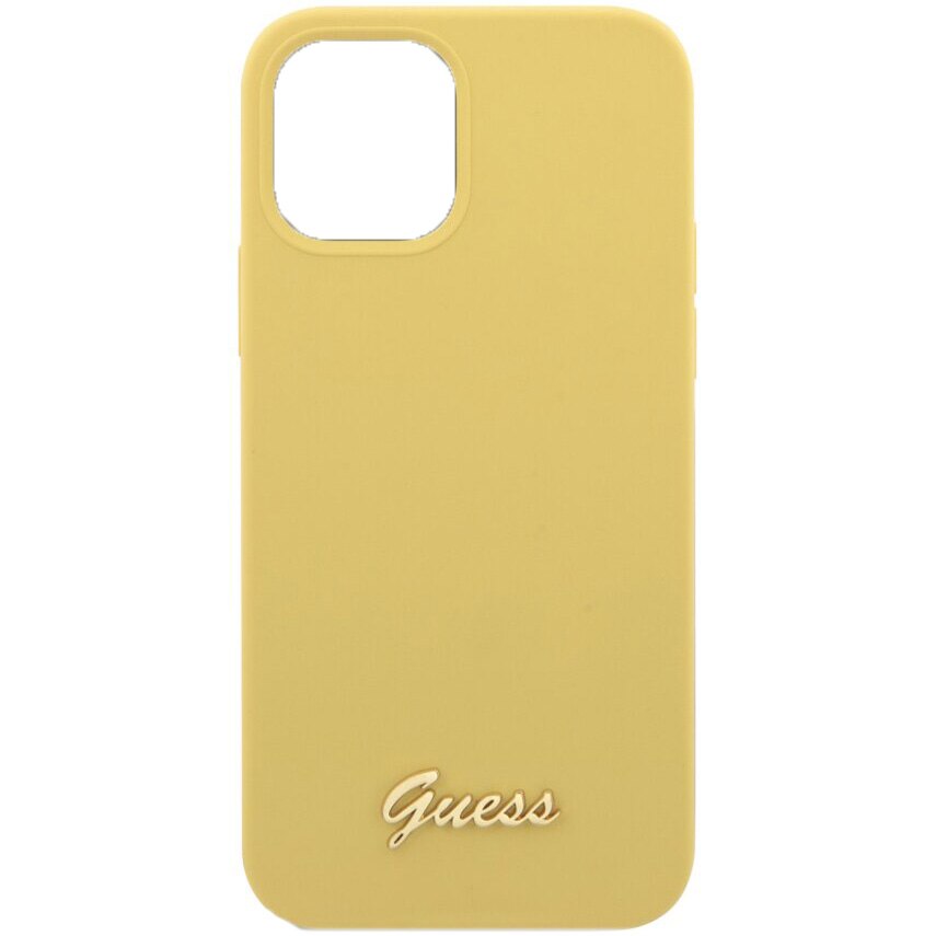 Husa Cover Guess Silicone Metal Logo pentru iPhone 12 Pro Max GUHCP12LLSLMGYE, Yellow