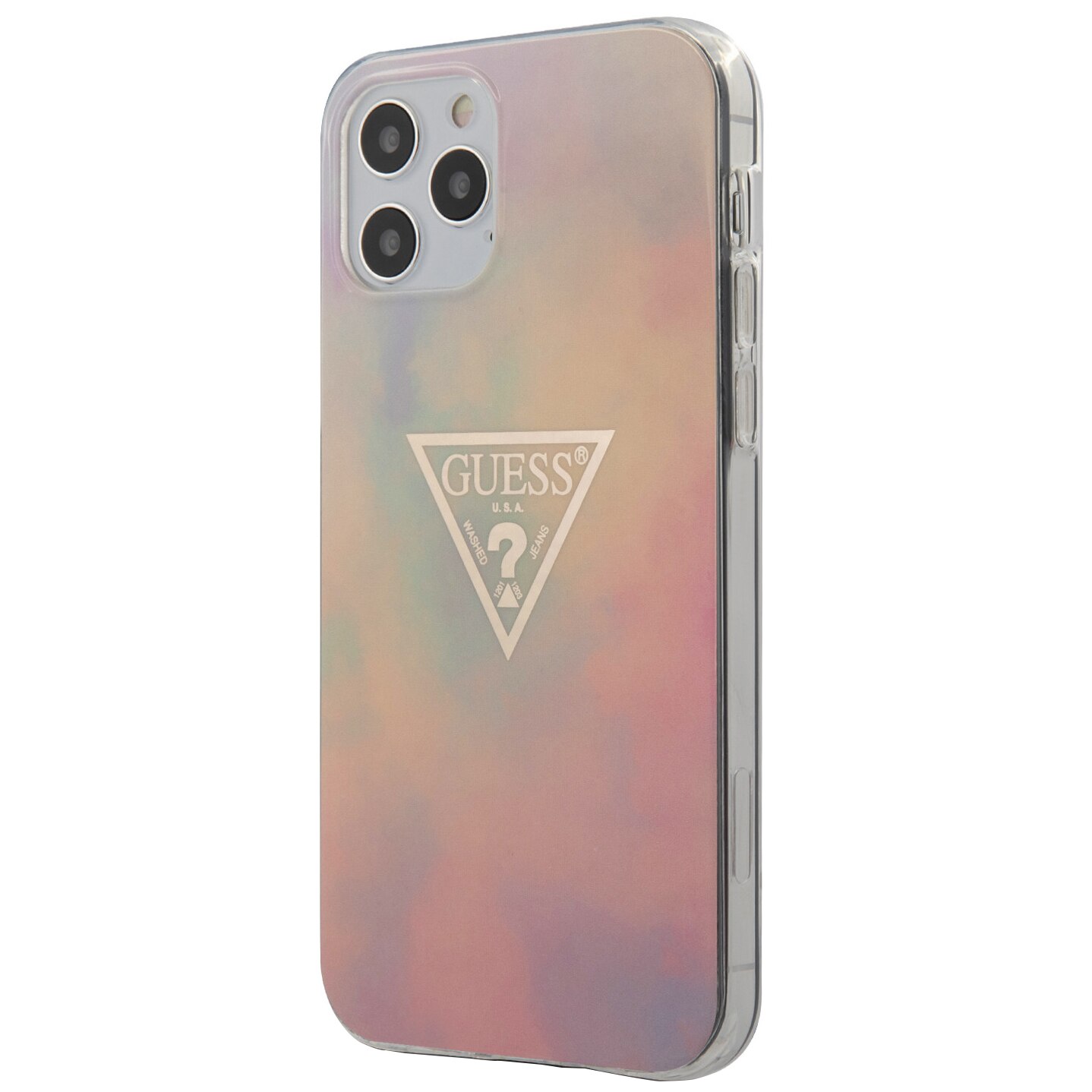 Husa Cover Guess TPU T&D Gold Triangle pentru iPhone 12/12 Pro GUHCP12MPCUMCGG01, Pink