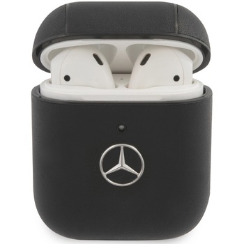 Husa Airpods Mercedes Leather MEA2CSLBK pentru Airpods 1/2, Black Husa Airpods Mercedes Leather MEA2CSLBK pentru Airpods 1/2, Black