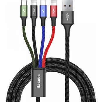Cablu Date si Incarcare Baseus USB - Lightning / USB Type-C / 2 x MicroUSB, 1.2 m, 3.5A, CA1T4-C01, Negru Cablu Date si Incarcare Baseus USB - Lightning / USB Type-C / 2 x MicroUSB, 1.2 m, 3.5A, CA1T4-C01, Negru
