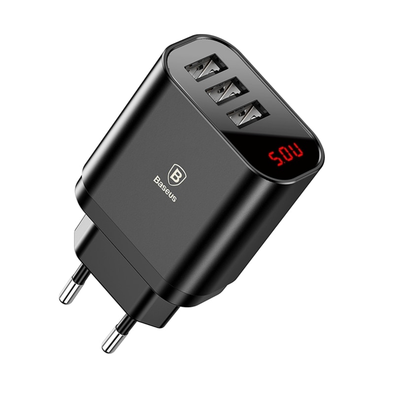 Incarcator Retea Baseus Mirror Lake 3xUsb 3.4A , Black