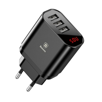 Incarcator Retea Baseus Mirror Lake 3xUsb 3.4A , Black Incarcator Retea Baseus Mirror Lake 3xUsb 3.4A , Black