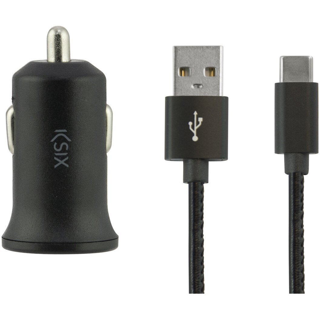 Set Incarcator Auto Ksix BXCRC04 2.4A+Cablu Date Type C 1m, Black