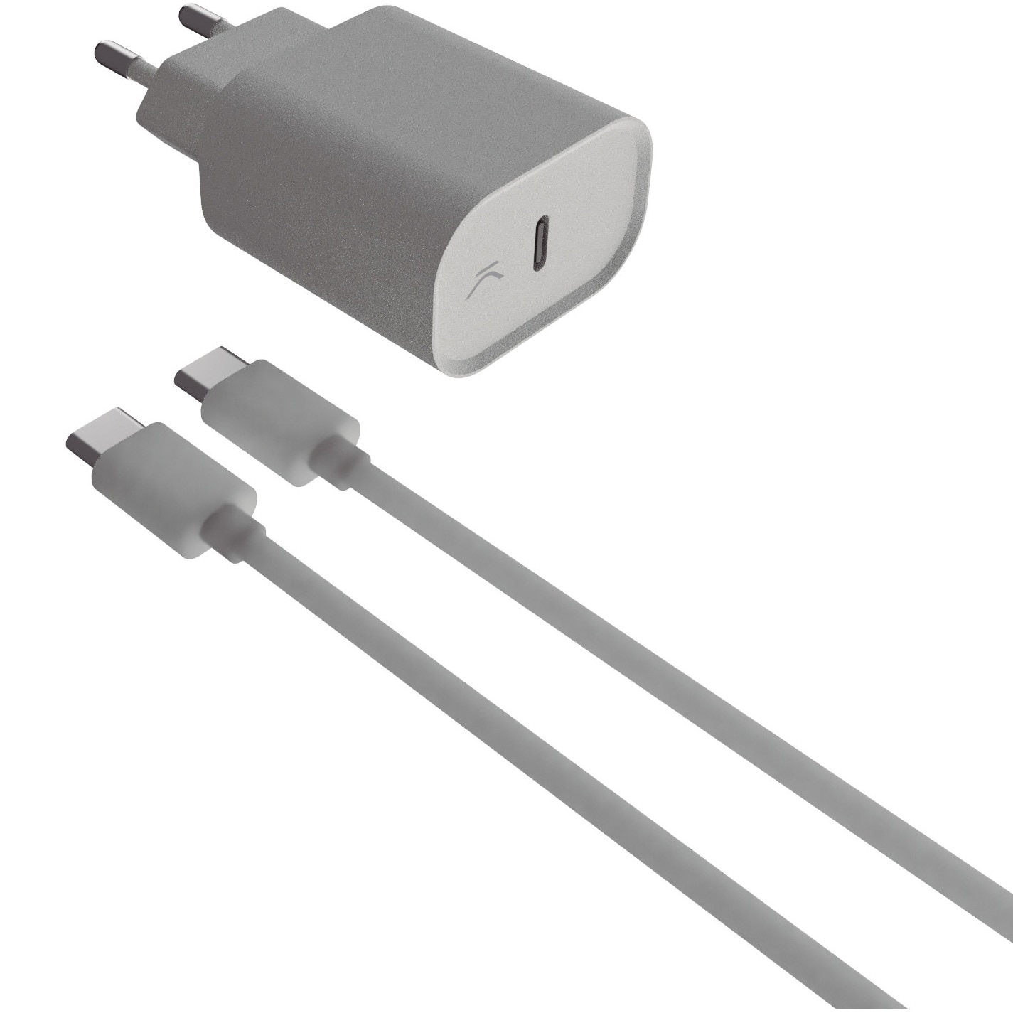 Set Incarcator Retea Ksix B1740CDC18PD 18W+Cablu Date Usb -Type C, alb