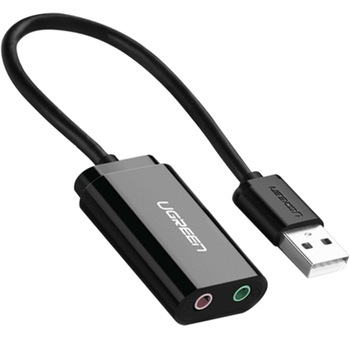 Adaptor Audio Ugreen US270 External Stereo Sound Jack 3.5mm la Usb, Black Adaptor Audio Ugreen US270 External Stereo Sound Jack 3.5mm la Usb, Black