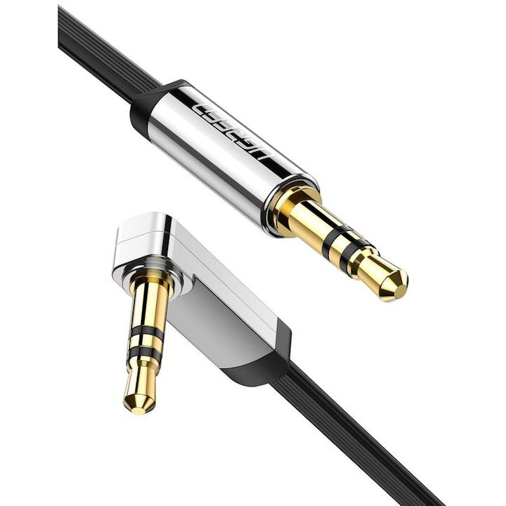 Ugreen AV119 Audiokábel, szögletes lapos csatlakozó 3.5 mm 0.5 m, fekete