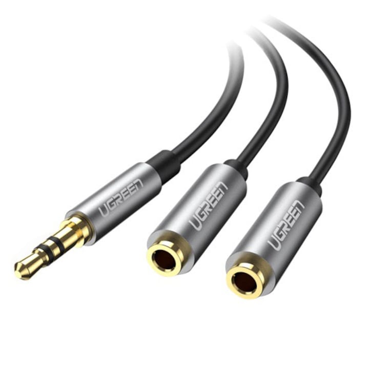 Cablu Audio Ugreen AV123 Splitter Jack 3.5mm 0.2m, Black