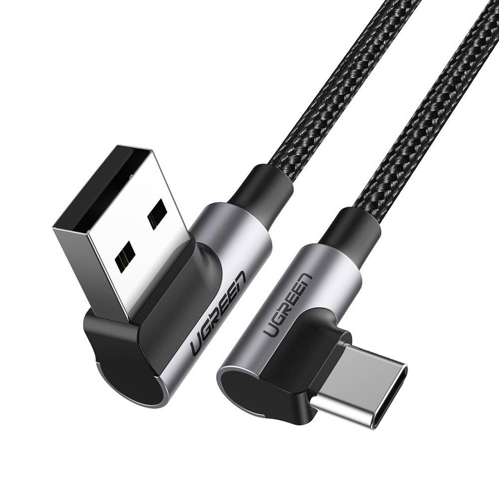 UGREEN US176 Adatkábel, Szögletes USB-C - szögletes USB 2.0 A, 3 A 1 m, fekete