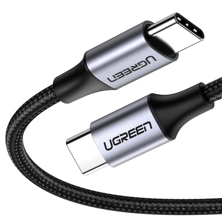 Cablu Date Ugreen US261 USB-C 2.0 Male To USB-C 2.0 Male 3A 2m, Gri