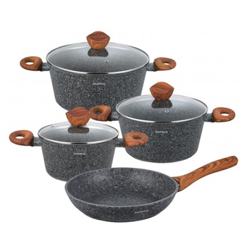 Set Oale Klausberg KB 7240, 7 piese, Acoperire cu granit, Inductie, Gri Set Oale Klausberg KB 7240, 7 piese, Acoperire cu granit, Inductie, Gri