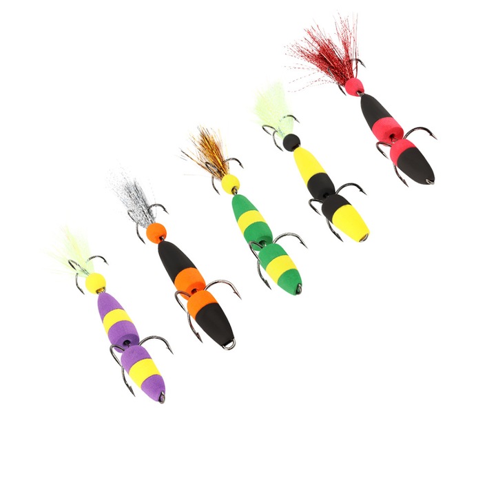 Set 5 naluci pescuit la salau, stiuca si somn, naluca de adancime, jig articulat, spuma flotabila, Mandula Model 1