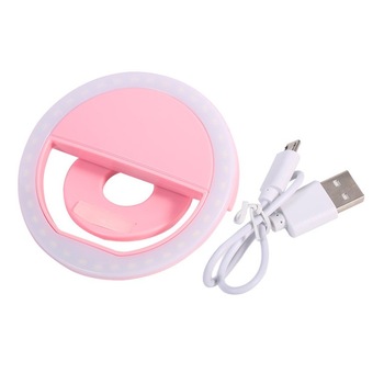 Lampa Lumina Portabila cu Inel LED Selfie Ring Light, Pentru Orice Telefon Mobil, Roz Lampa Lumina Portabila cu Inel LED Selfie Ring Light, Pentru Orice Telefon Mobil, Roz