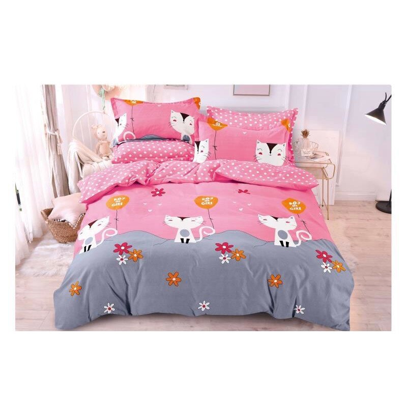 Lenjerie de Pat din Bumbac Finet 6 Piese - Pat 2 Persoane - H06-64