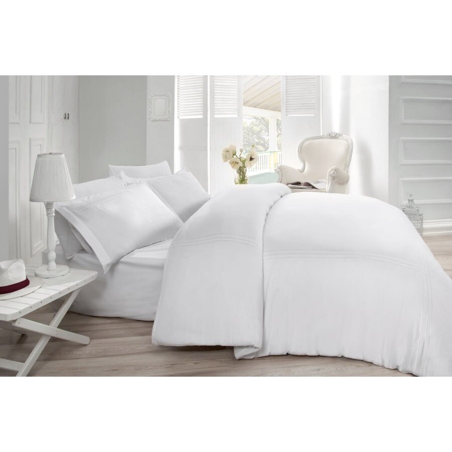Lenjerie de pat dublu, satin de lux cu broderie, 6 piese, Cotton Box, Gulbin