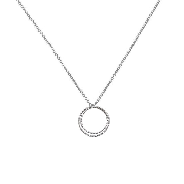 Lantisor cu pandantiv inele dama, argintiu, 44 cm lungime