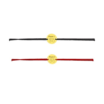 Set bratari snur reglabil, Grata, banuti aur galben 14k, player 1, player 2 Set bratari snur reglabil, Grata, banuti aur galben 14k, player 1, player 2