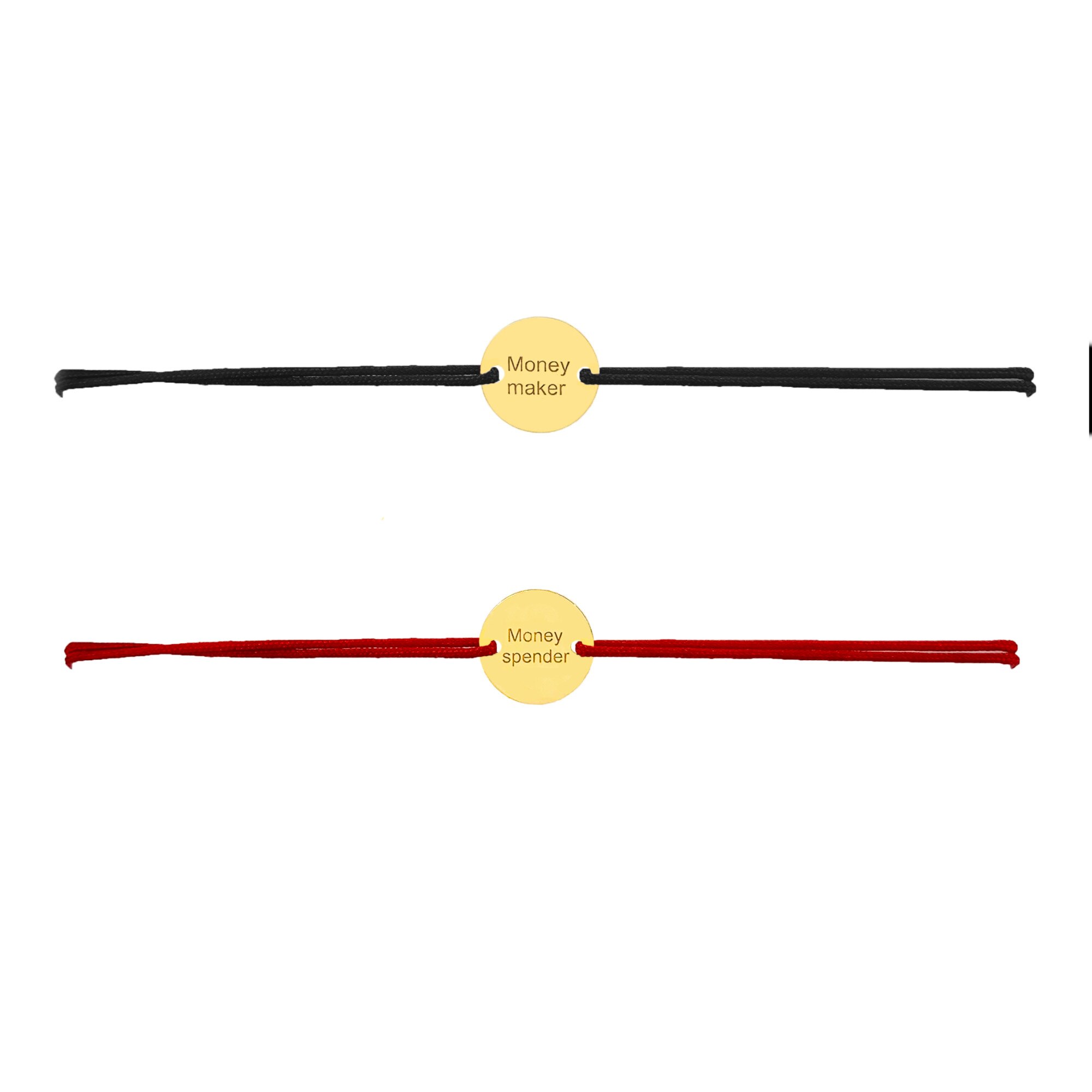 Set bratari snur reglabil, Grata, banuti aur galben 14k, money maker money spender