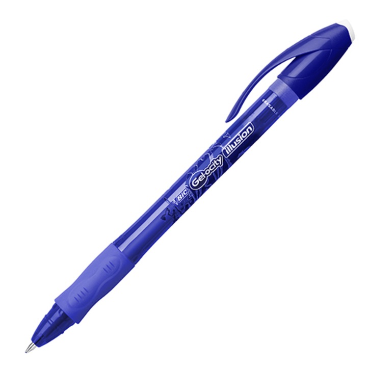 Химикалка с изтриваемо гелово мастило BIC Gel-ocity illusion, връх 0.7 мм, синя