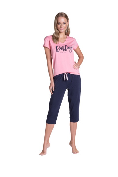 Pijamale de dama Henderson Tulip roz/bleumarin