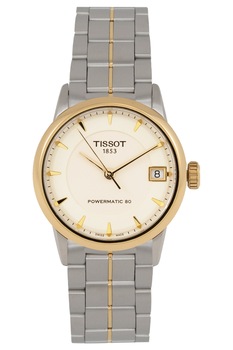 Tissot, Ceas automatic cu bratara metalica Powermatic 80, Argintiu/Auriu Tissot, Ceas automatic cu bratara metalica Powermatic 80, Argintiu/Auriu