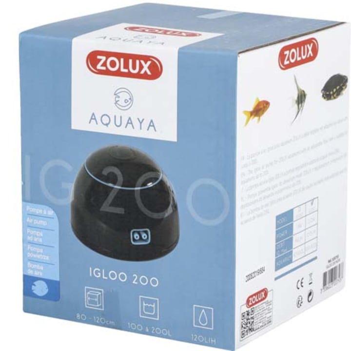 Въздушна помпа за аквариум Zolux Igloo 100, 2.0W, 100-200 л, Черен