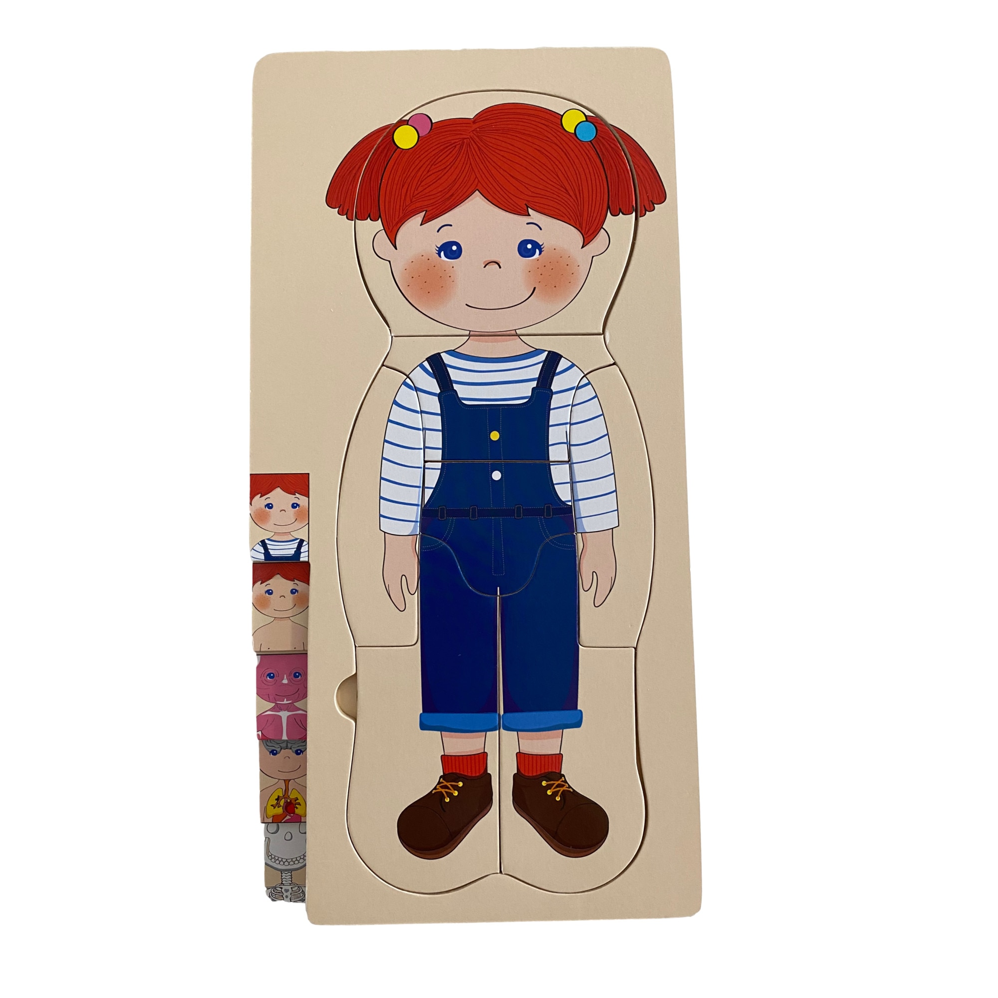 Puzzle stratificat Educativ Din Lemn, 28 piese- Cunoasterea Corpului Uman, Fata ,Unitoys