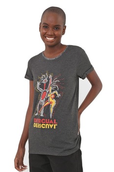 Tricou, Desigual 18WWTKX7, Gri inchis Tricou, Desigual 18WWTKX7, Gri inchis