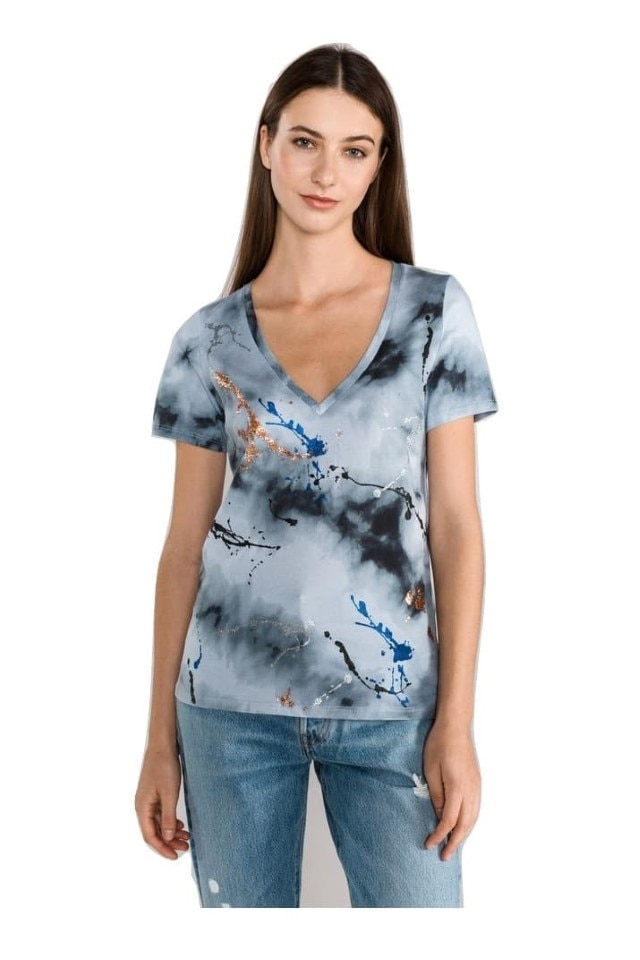 Tricou, Desigual 18WWTKBA, Gri albastrui