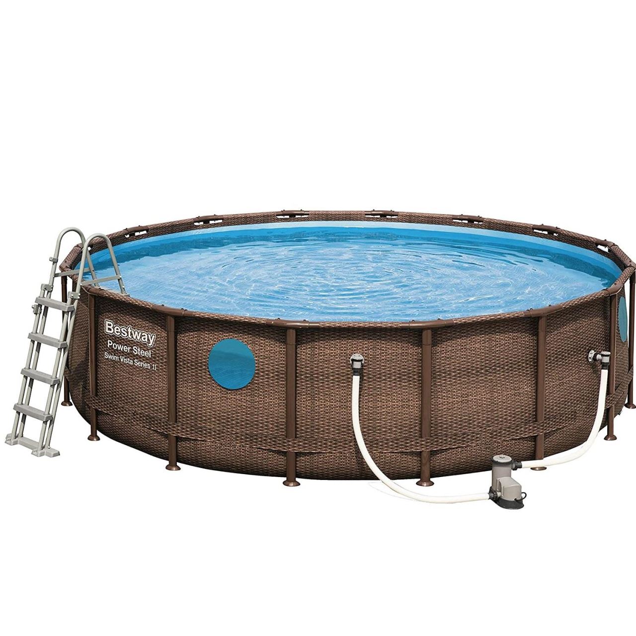 Piscina Bestway® 56725 Power Steel ™ Vista, 488x122 cm, pompa filtrare, scara, prelata, dozator