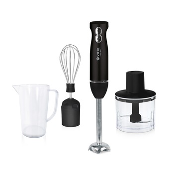 Blender de mana VITEK VT-8527, 1000 W, 2 viteze, maruntitor 500 ml, pahar gradat plastic 800 ml, agitator p/u batere, Negru Blender de mana VITEK VT-8527, 1000 W, 2 viteze, maruntitor 500 ml, pahar gradat plastic 800 ml, agitator p/u batere, Negru