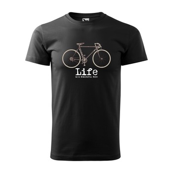 Tricou negru barbati, idee de cadou, pentru biciclisti, Life is a Beautiful Ride, marime 2XL