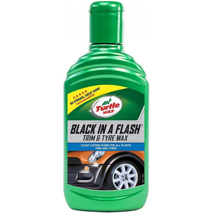 Solutie pentru restaurat elemente plastic exterior si anvelope Turtle Wax Black in A Flash 300ml