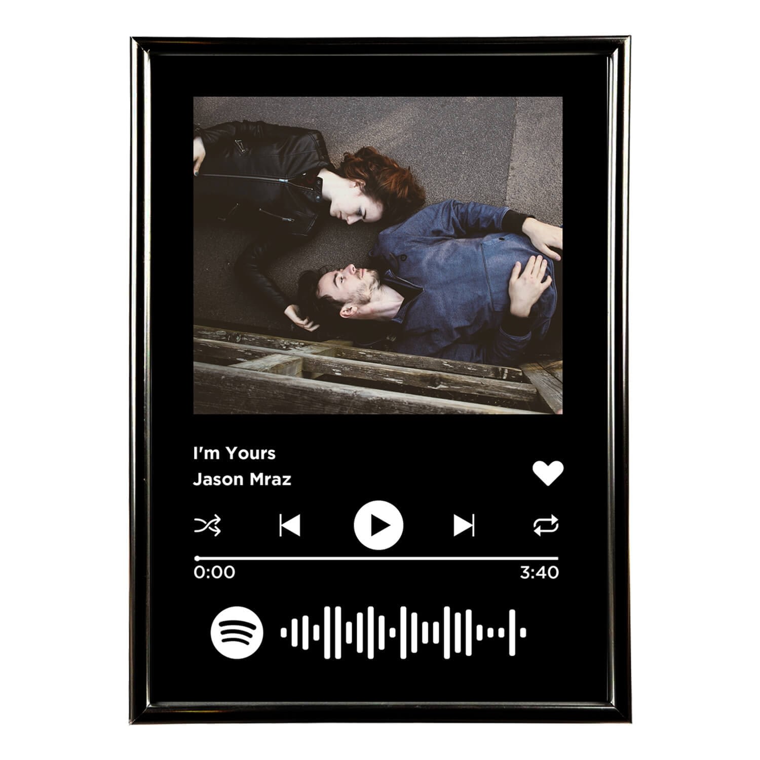 Tablou personalizat cu melodia preferata si cod interactiv 15x20 cm negru
