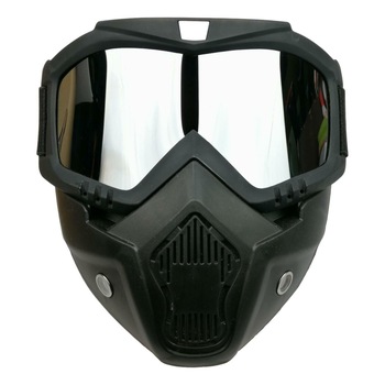 Masca cu Ochelari, Universal, Negru cu lentila oglinda Masca cu Ochelari, Universal, Negru cu lentila oglinda