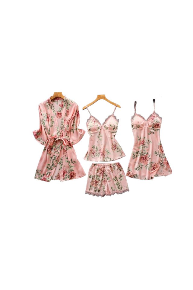 Pijamale de dama din satin, Roz