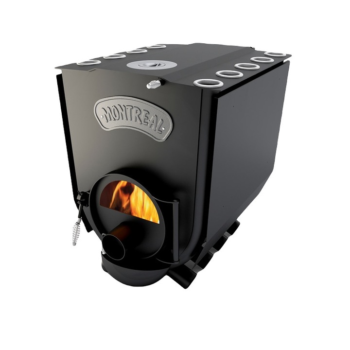 Soba canadiana cu suprafata de gatit Montreal lux 02 S-IF (cu geam termorezistent si inele din fonta)