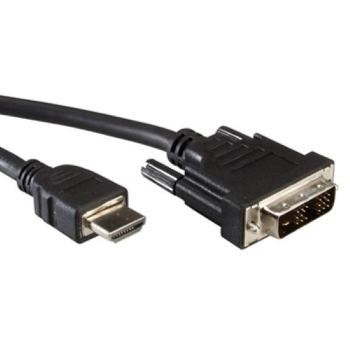 Cablu, Roline, 5 m, DVI M la HDMI M, Gri