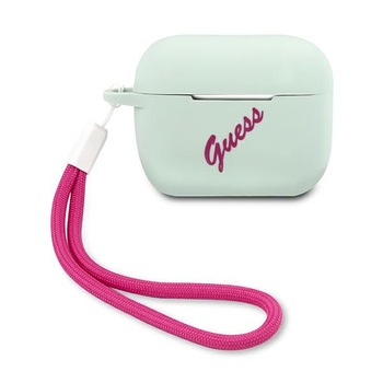 Husa cu holder compatibila cu AirPods Pro Guess Silicone Vintage blue / fucsia Husa cu holder compatibila cu AirPods Pro Guess Silicone Vintage blue / fucsia