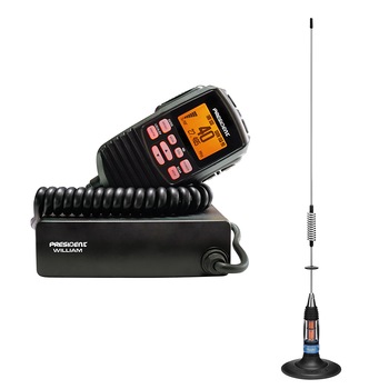 Kit Statie radio CB President President William ASC VOX ANL-NB-HiCut 12V + Antena CB President Missouri 72 cm cu magnet inclus Kit Statie radio CB President President William ASC VOX ANL-NB-HiCut 12V + Antena CB President Missouri 72 cm cu magnet inclus