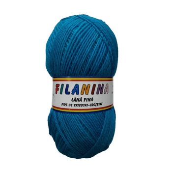 Fir tricotat, Filanina, Turcoaz, Lana 100%, 400 m/100g Fir tricotat, Filanina, Turcoaz, Lana 100%, 400 m/100g
