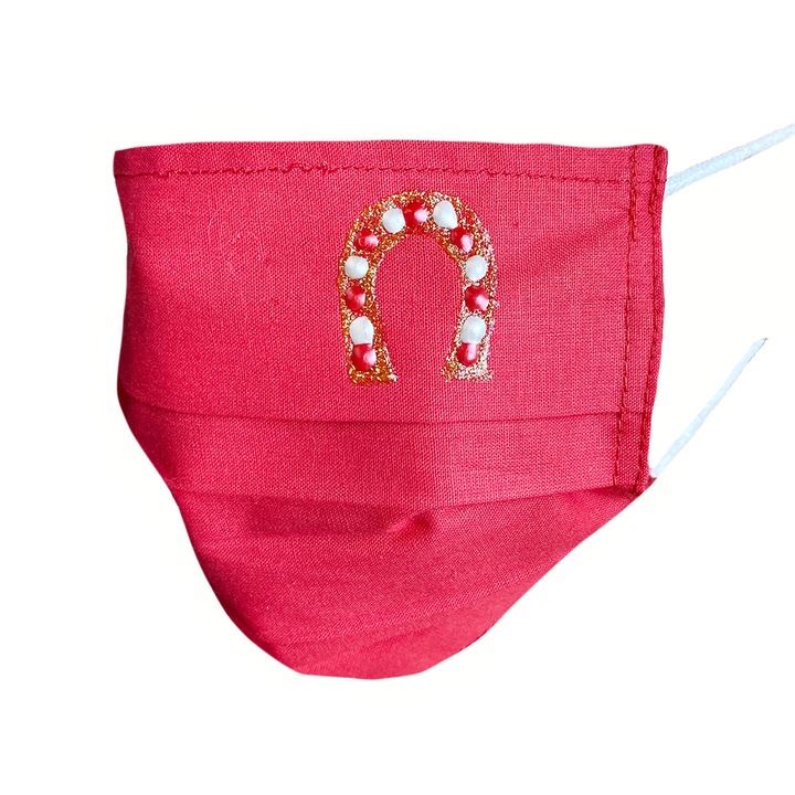 Masca protectie reutilizabila, pentru copii, bumbac, asigura o buna respiratie, model potcoava norocoasa