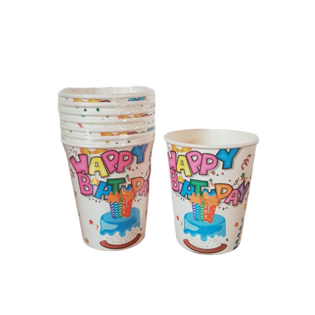 Set 8 pahare Happy Birthday 200ml