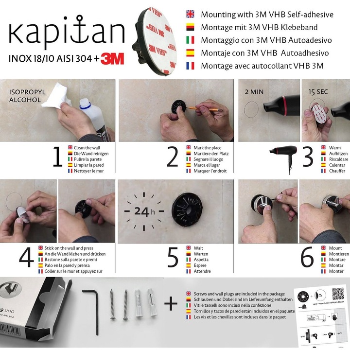 Kapitan Moderno tartó, WC papírhoz, fedővel, fehér matt, rozsdamentes acél